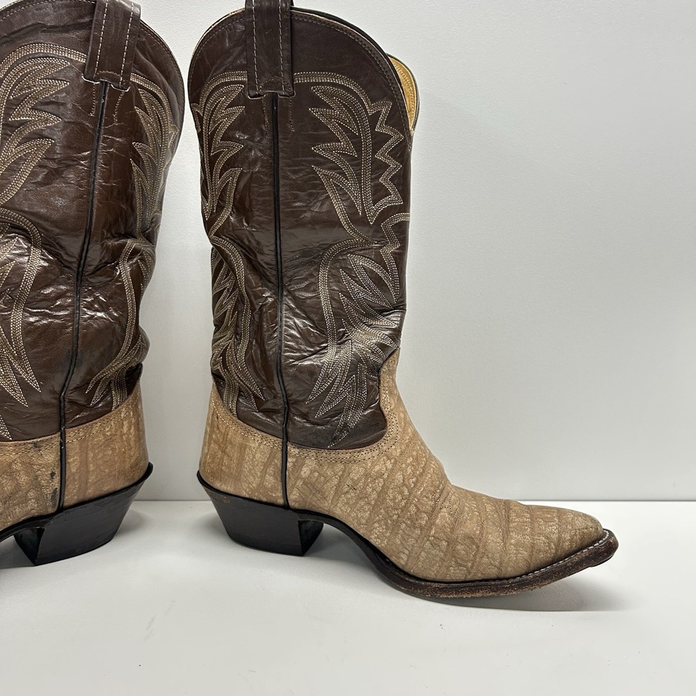 Vintage Nocona Cape Buffalo Cowboy Boots Men's 8 Ee Exotic Western Usa View 6